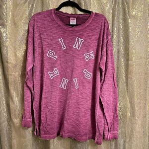 PINK Victorias Secret Washed Berry Distressed Long Sleeve T Shirt Large